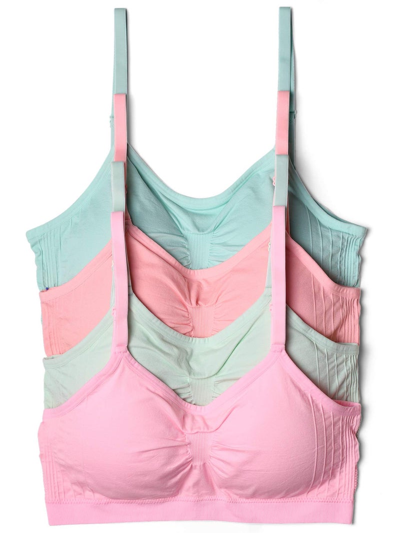 Kalon 4 Pack Nylon Spandex Removable Pads Comfort Bras Ext Sizes (X-Large, Lights) - Image 1